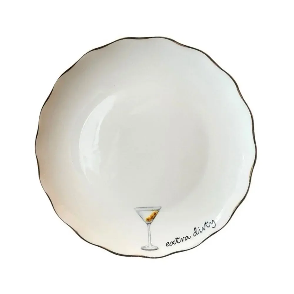 Godinger Appetizer Plates 6in Ceramic Set of 4 EXTRA DIRTY White NEW